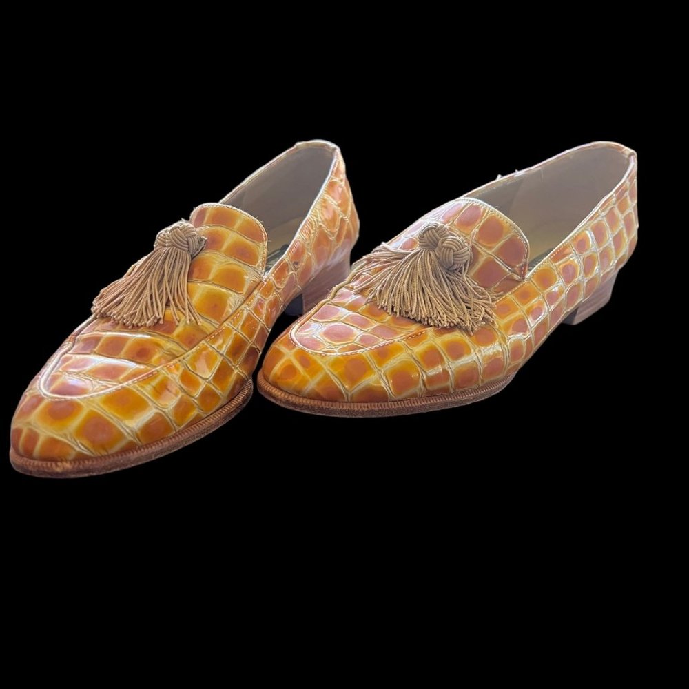 Vintage Stuart Weitzman Animal Print Loafers With Tassels 6.5